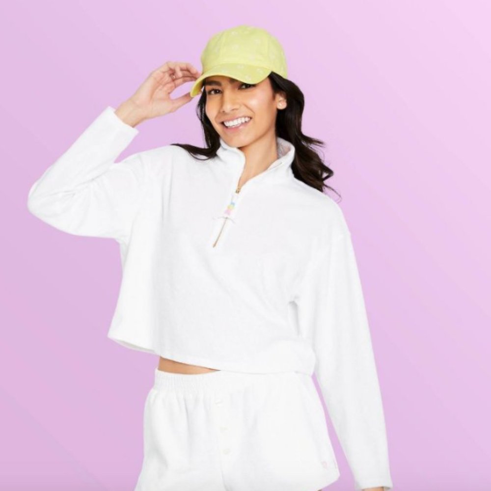 Cropped Half Zip Sweatshirt - Stoney Clover Lane x Target White XL NWT